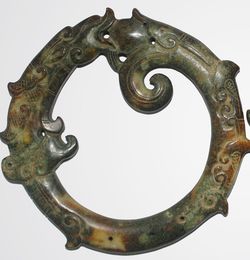 藝術品收藏 來寶文化 戰國時期精品 龍鳳玉環 一對